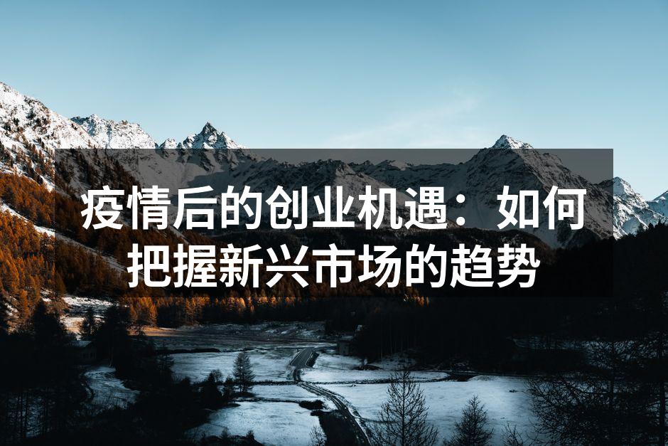 疫情后的创业机遇：如何把握新兴市场的趋势